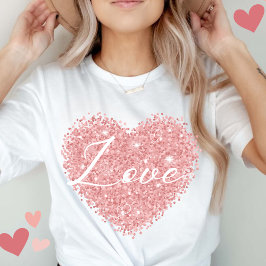 バラ金ゴールドハートラブヴァレンティーンズデイウィメンズ Tシャツ
