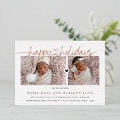 バラ金ゴールドハートリンクハッピーホリデーズ写真 箔シーズンカード (立ち正面)