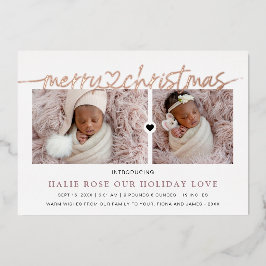 バラ金ゴールドハートリンクメリークリスマスフォト 箔シーズンカード