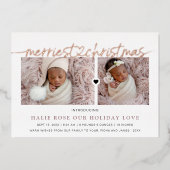 バラ金ゴールドハートリンクメリードクリスマス写真 箔シーズンカード (正面)