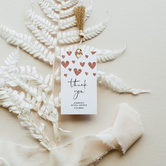 バラ金ゴールドハート感謝していブライダルシャワー ギフトタグ