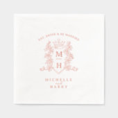 バラ金ゴールドハート結婚クラウンのモノグラカスタムム 箔ナプキン (正面)