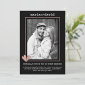 バラ金ゴールドハート結婚ブラックの写真の招待 招待状 (スタンド正面)