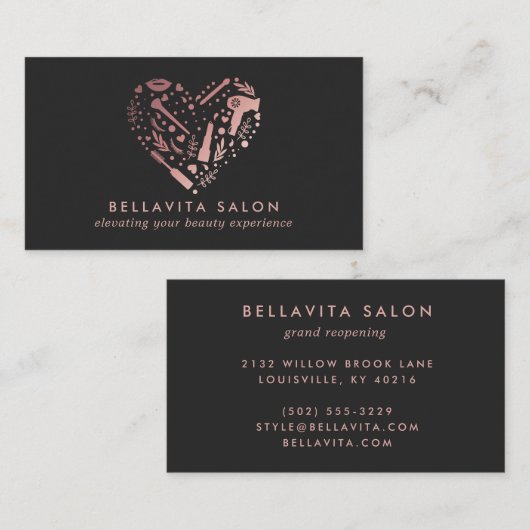 バラ金ゴールドハート美容師サロン 名刺 (正面/裏面)