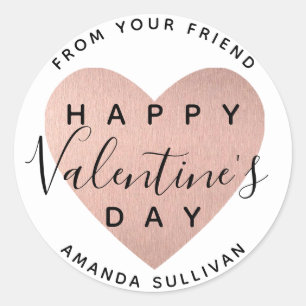 バラ金ゴールドハートCallygraphyハッピーバレンタインデー ラウンドシール