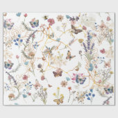 バラ金ゴールドバタフライガーデンラッピング紙 ラッピングペーパー (フラット)