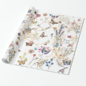 バラ金ゴールドバタフライガーデンラッピング紙 ラッピングペーパー (アンロールド)