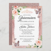 バラ金ゴールドバタフライスパークルフローラキンセアニェラ 招待状 (正面/裏面)