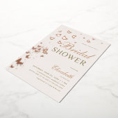 バラ金ゴールドバタフライスワーズエレガントブライダルシャワー 箔招待状 (回転した状態)