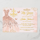 バラ金ゴールドバタフライティアラドレスキンセアニェラ 箔招待状 (正面)
