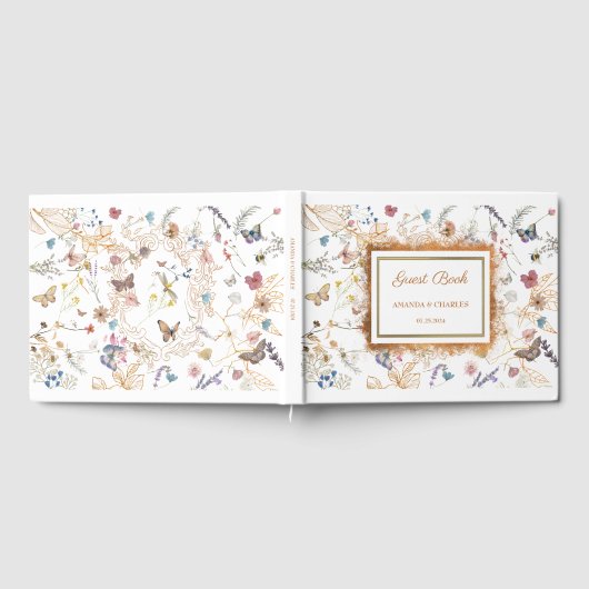 バラ金ゴールドバタフライ庭園の結婚式ゲストブック ゲストブック (全面)