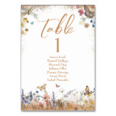 バラ金ゴールドバタフライ庭園の結婚式テーブルカード テーブルナンバー (正面)