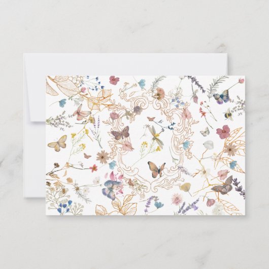 バラ金ゴールドバタフライ庭園の結婚式応答カード 出欠カード (裏面)