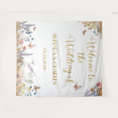 バラ金ゴールドバタフライ庭園の結婚式背景 タペストリー (正面(横))