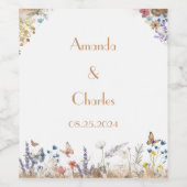 バラ金ゴールドバタフライ庭園の結婚式 ワインラベル (シングルラベル)