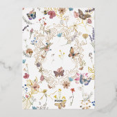 バラ金ゴールドバタフライ庭園の結婚式 箔招待状 (裏面)