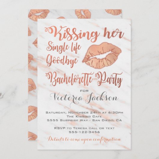 バラ金ゴールドバチェロレッテキス（大理石） 招待状 (正面/裏面)