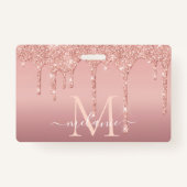 バラ金ゴールドバッジテンプレートと名前をカスタムするレター バッジ (正面)