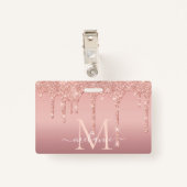 バラ金ゴールドバッジテンプレートと名前をカスタムするレター バッジ (裏面クリップ)