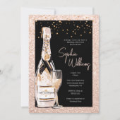 バラ金ゴールドバブリーシャンパンブライダルシャワー 招待状 (正面)
