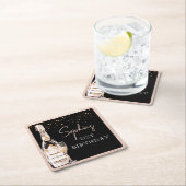 バラ金ゴールドバブルシャンパンバースデーパーティー スクエアペーパーコースター (インサイチュ)