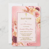 バラ金ゴールドバプティスアンドファースト誕生日 招待状 (正面)