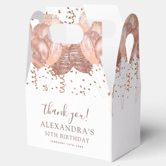 バラ金ゴールドバルーンありがとう50th誕生日パーティー フェイバーボックス (オープン)