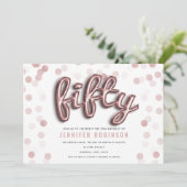 バラ金ゴールドバルーングリッター50誕生日 招待状 (スタンド正面)