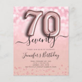 バラ金ゴールドバルーングリッター70番目の誕生日招待状 チラシ (正面)