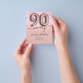 バラ金ゴールドバルーングリッター90番目の誕生日招待状 チラシ (手)