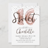 バラ金ゴールドバルーンシルバーグリッタースウィート16パーティー 招待状 (正面)