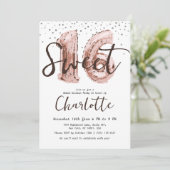 バラ金ゴールドバルーンシルバーグリッタースウィート16パーティー 招待状 (スタンド正面)