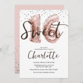 バラ金ゴールドバルーンシルバーグリッタースウィート16パーティー 招待状 (正面/裏面)