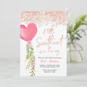 バラ金ゴールドバルーンバレンタイン赤ちゃんシャワー招待状 招待状 (スタンド正面)