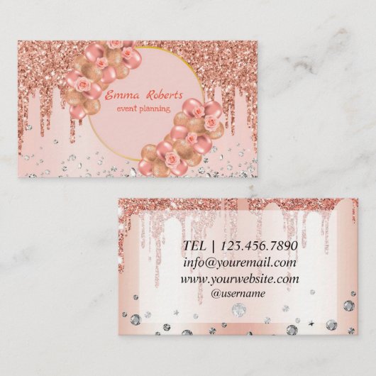 バラ金ゴールドバルーンパーティープランナーシック 名刺 (正面/裏面)