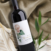 バラ金ゴールドバルーンピーチフローラバンチ赤ちゃんシャワー ワインラベル