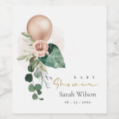 バラ金ゴールドバルーンピーチフローラバンチ赤ちゃんシャワー ワインラベル (シングルラベル)