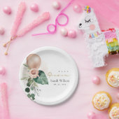 バラ金ゴールドバルーンピーチフローラバンチ赤ちゃんシャワーP ペーパープレート (パーティー)