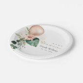 バラ金ゴールドバルーンピーチフローラバンチ赤ちゃんシャワーP ペーパープレート (アングル)