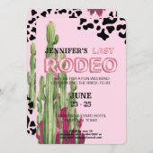 バラ金ゴールドバルーンフォント女性のカーボーイバチェロレッテ 招待状 (正面/裏面)