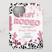 バラ金ゴールドバルーンフォント女性のカーボーイバチェロレッテ 招待状 (正面/裏面)