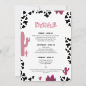 バラ金ゴールドバルーンフォント女性のカーボーイバチェロレッテ 招待状 (裏面)