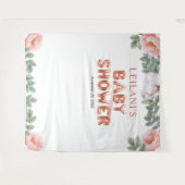 バラ金ゴールドバルーンベビーシャワーピンクフローラ背景 タペストリー (正面(横))