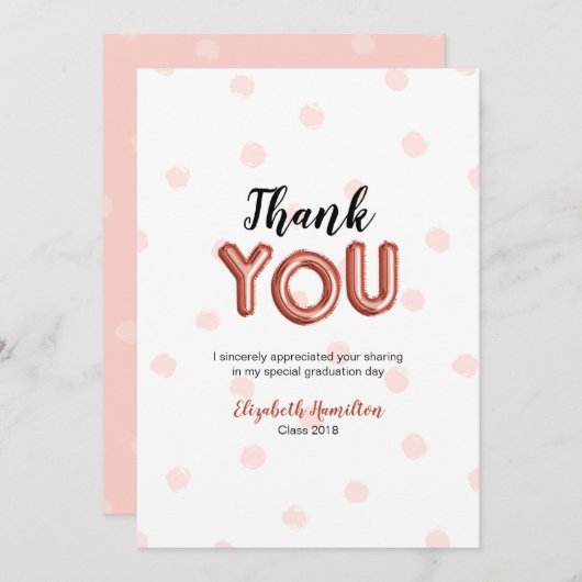 バラ金ゴールドバルーン型グラッドパーティーありがとう サンキューカード (正面/裏面)