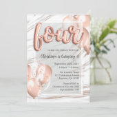 バラ金ゴールドバルーン大理石ガールズ4thバースデーフォト 招待状 (スタンド正面)