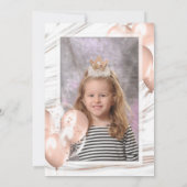 バラ金ゴールドバルーン大理石ガールズ4thバースデーフォト 招待状 (裏面)