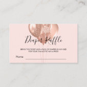 バラ金ゴールドバルーン女の子のシャワーおむつラッフル エンクロージャーカード (正面)