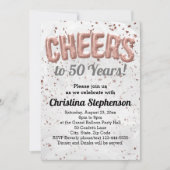 バラ金ゴールドバルーン応援50年50誕生日 招待状 (正面)