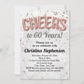 バラ金ゴールドバルーン応援60年60誕生日 招待状 (正面)