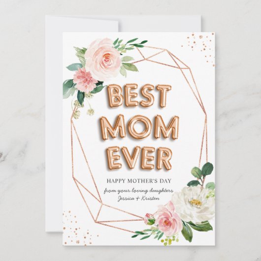 バラ金ゴールドバルーン最高のフローラマママママママママザーズ日 カード (正面)